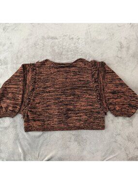 Curator SF Fringe Sweater 100% Cotton XL-2XL Brown Black Ethically Made Peru